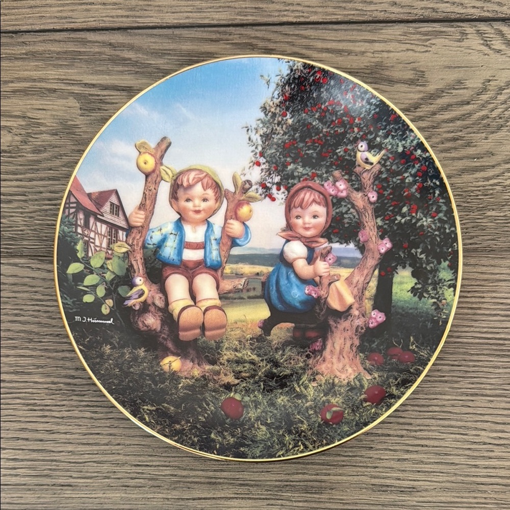 Decorative Plate with Children and Nature Scene